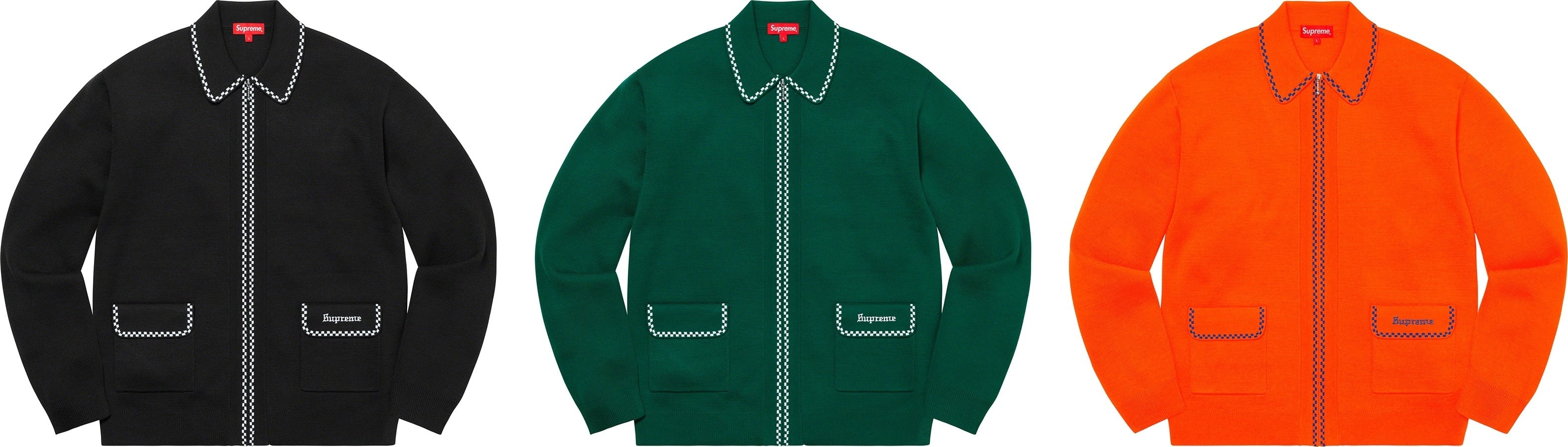 Checkerboard Zip Up Sweater